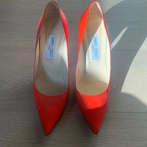 Jimmy Choo love 100 patent pump in gorgeous coral colour - size 41
